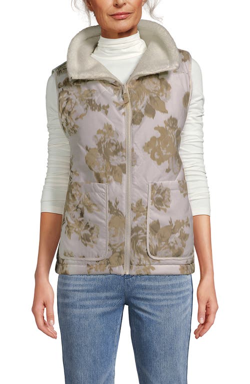 Lands' End High Pile Fleece Reversible Mixed Media Vest In Pattern