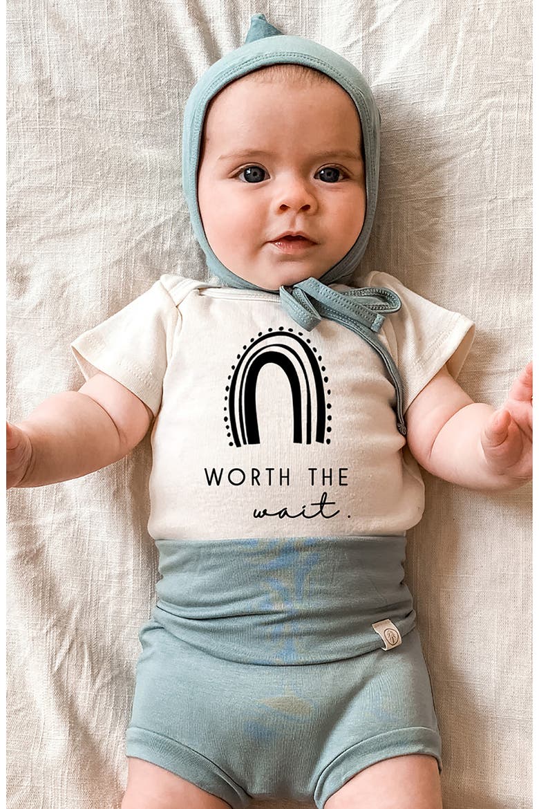 Worth the Wait Rainbow Organic Cotton Bodysuit, Alternate, color, NATURAL