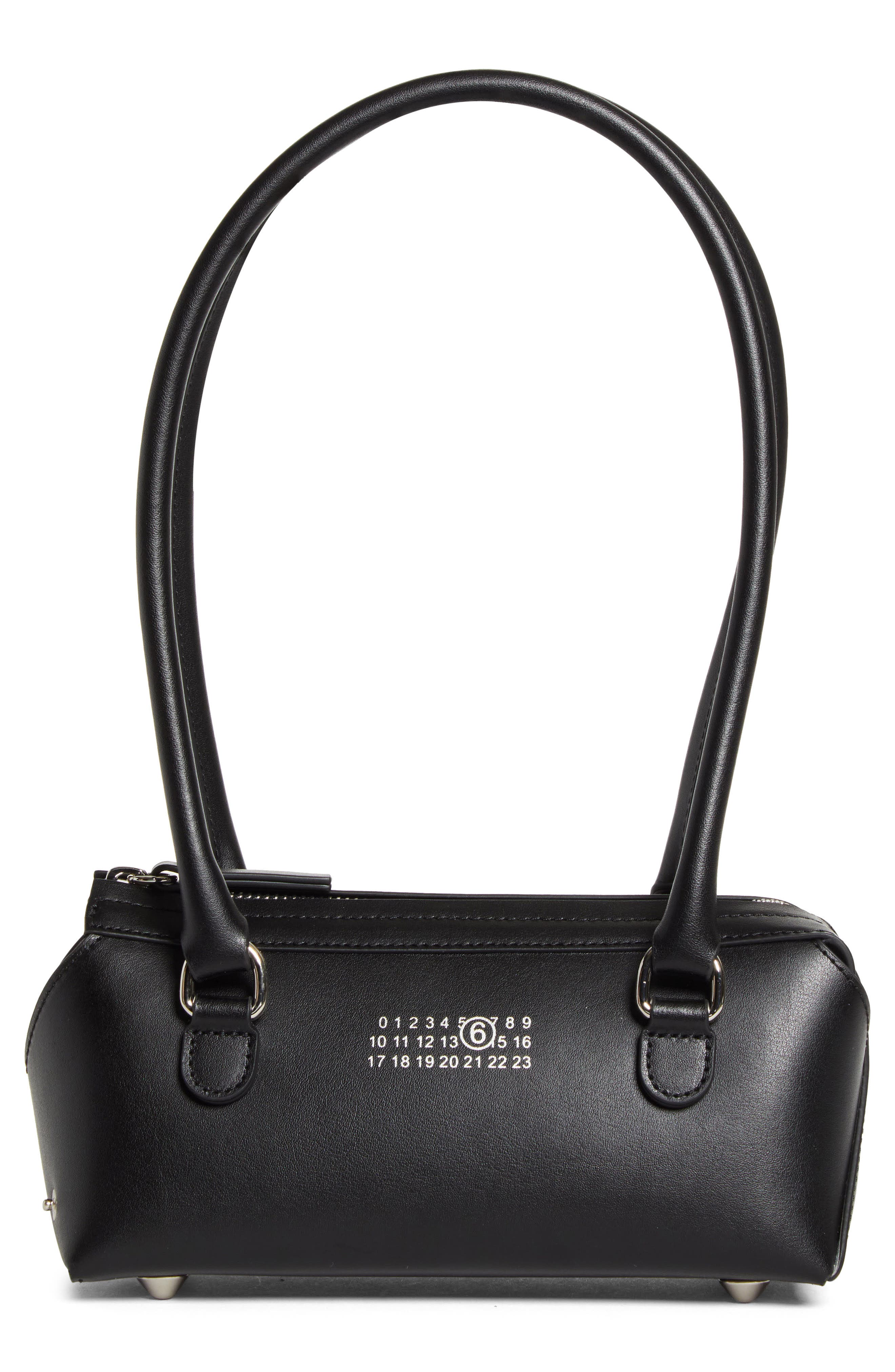 Mini New Bauletto Leather Shoulder Bag, Alternate, color, BLACK