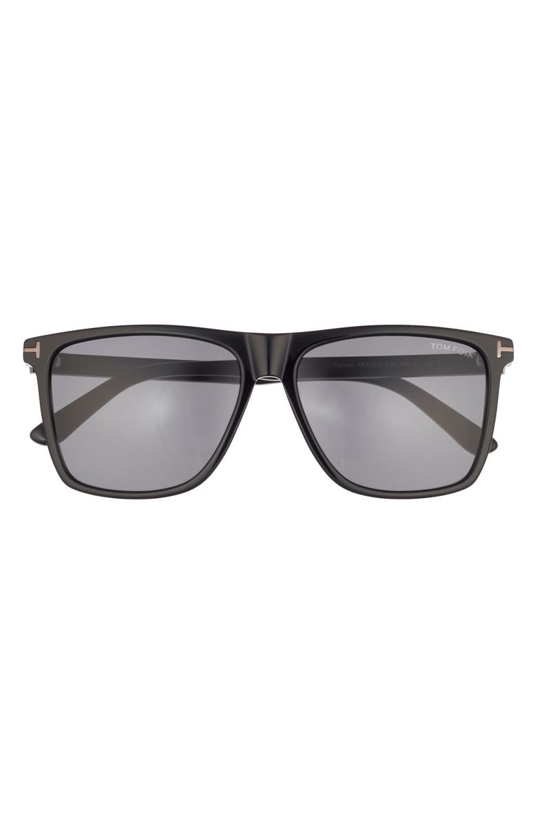 TOM FORD 59mm Square Sunglasses, Main, color, Shiny Black / Smoke