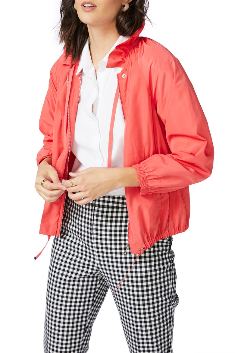 Ruffle Neck Jacket, Main, color, BRIGHT POPPY