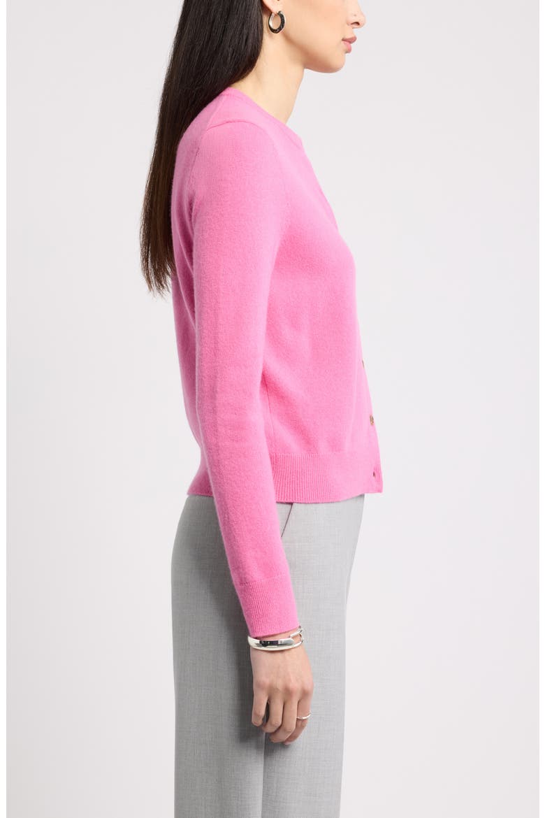 Cashmere Crewneck Cardigan, Alternate, color, PINK BOSS