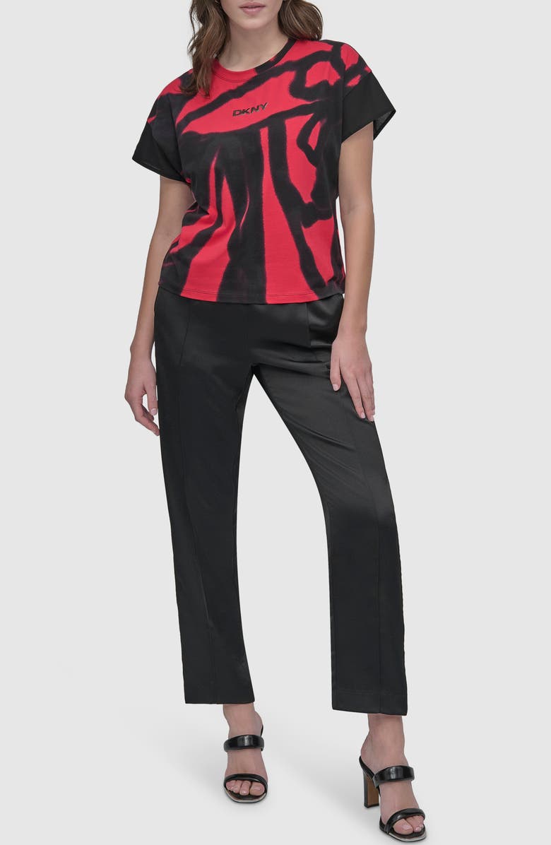 DKNY Print Cotton Blend Top, Alternate, color, Floral Pink