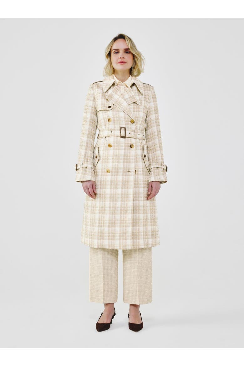 Heritage Plaid Tweed Trench, Main, color, Beige Tweed