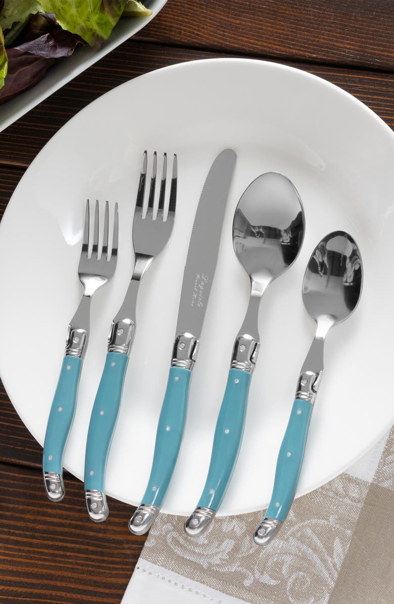 FRENCH HOME Laguiole 20-Piece Flatware Set, Alternate, color, Teal