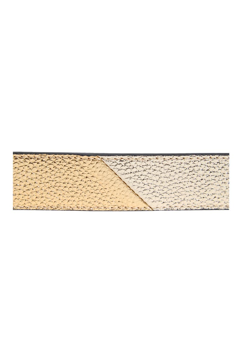 Metallic Patchwork Leather Belt, Alternate, color, NEUTRAL METALLIC / SHINY GOLD