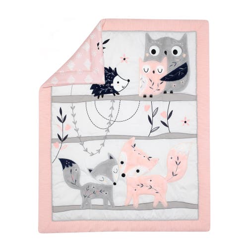 Lambs & Ivy Forever Friends Woodland Fox/owl 4-piece Nursery Crib Baby Bedding Set In Pink