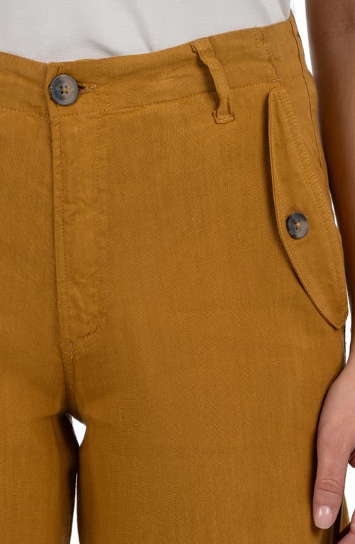 Kut From The Kloth Meg Wide Leg Linen Blend Pants In Brown