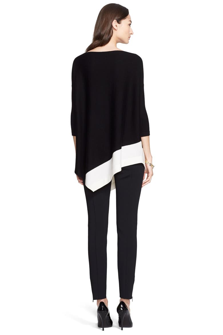 Asymmetrical Merino Wool Sweater, Alternate, color, CAVIAR/ CREAM