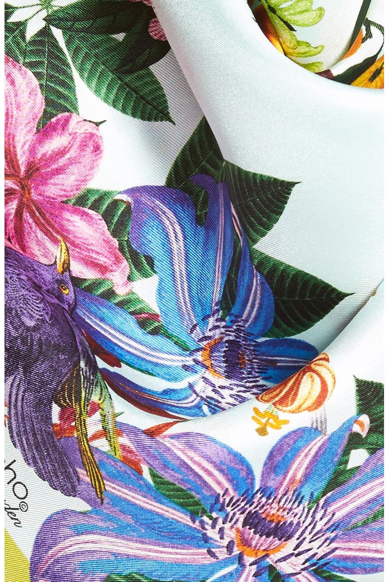 'Secret Garden' Silk Square Scarf, Alternate, color, SEA MIST