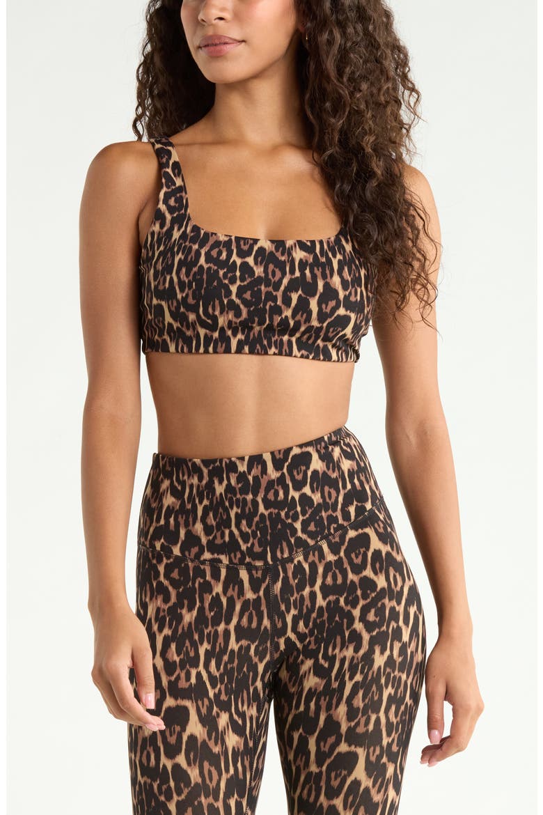 Studio Luxe Sports Bra, Main, color, BROWN ELEGANT LEOPARD
