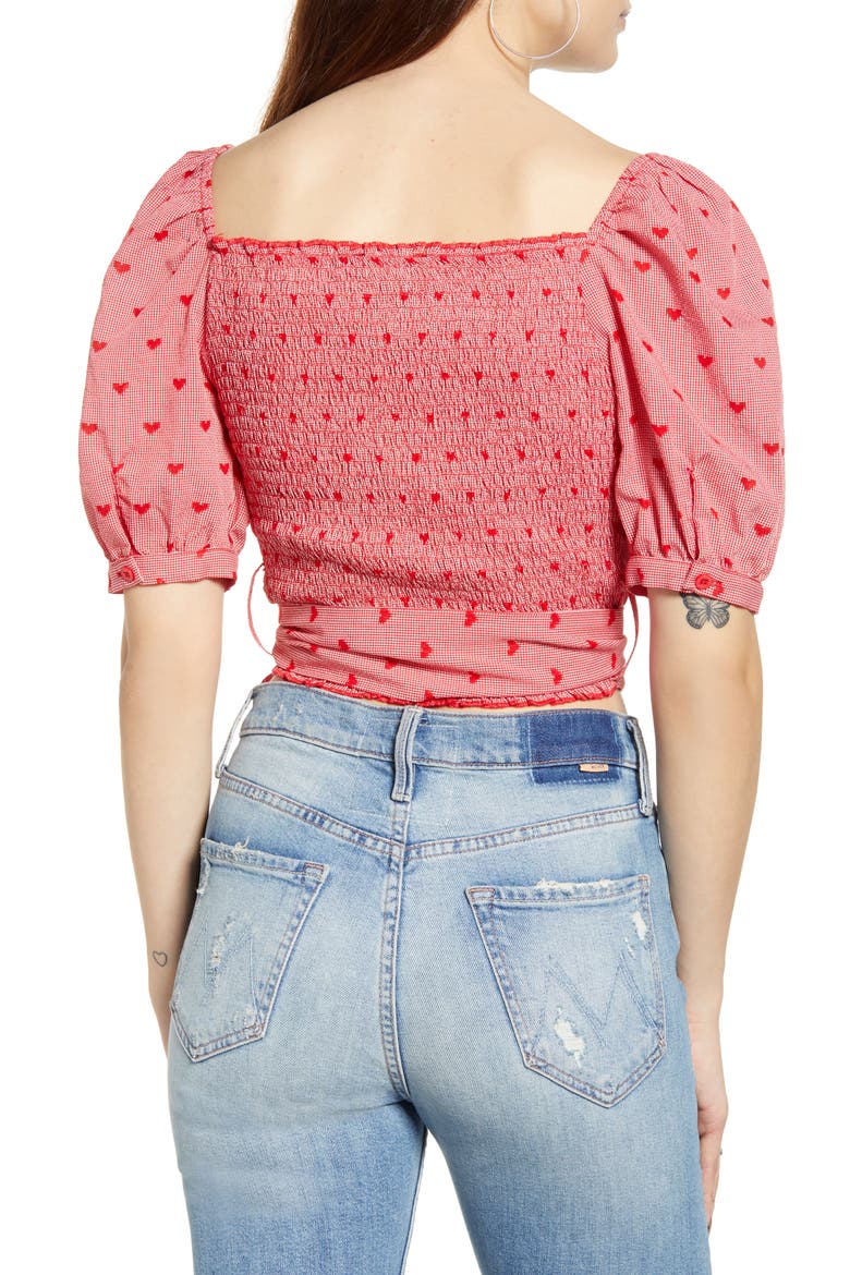Allie Side Tie Crop Top, Alternate, color, DITSY HEART