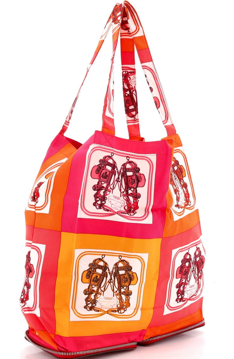 Pre-Owned Hermes Silky Pop Tote Printed Silk, Alternate, color, Rouge Vif