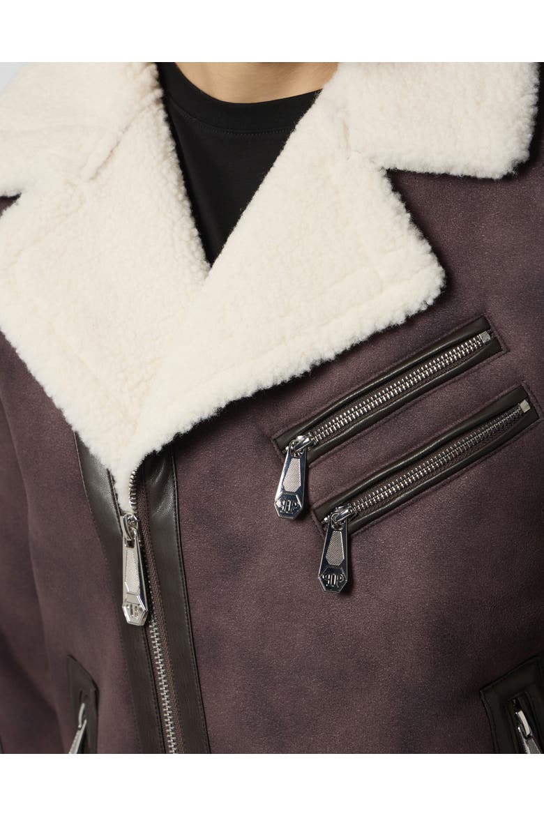 Eco Shearling Jacket Men, Alternate, color, brown