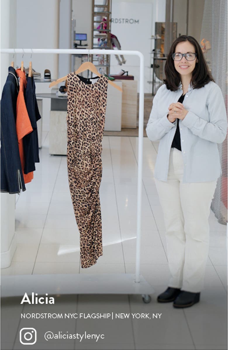 Mardell Leopard Print Side Ruched Midi Dress, sales video thumbnail