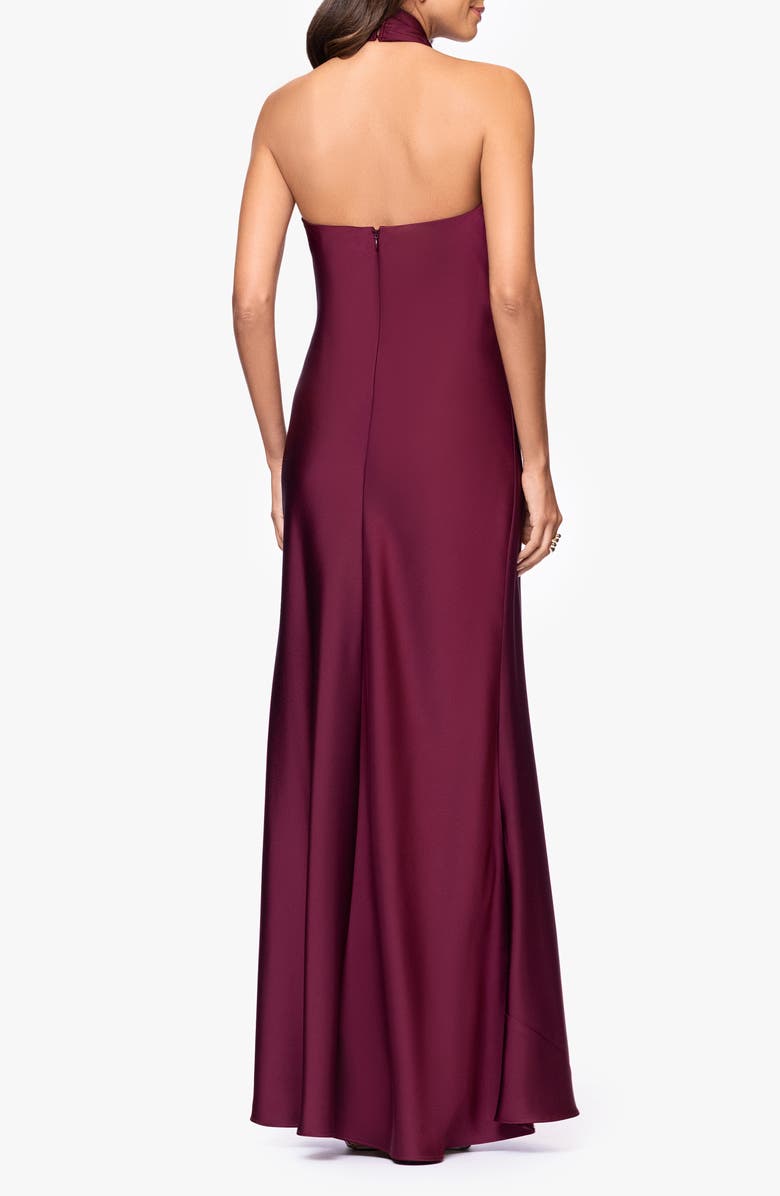 Betsy & Adam Satin Halter Dress, Alternate, color, Wine