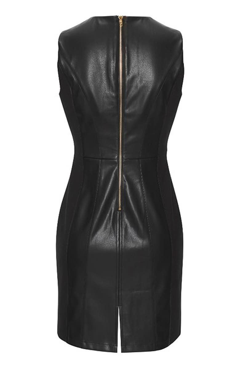 LASCANA Women's Fauxeather Dress, Alternate, color, Black