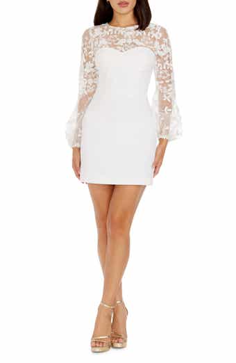 Mila Embellished Lace Trim Long Sleeve Minidress