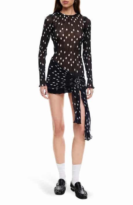LIONESS Ford Long Sleeve Dot Minidress