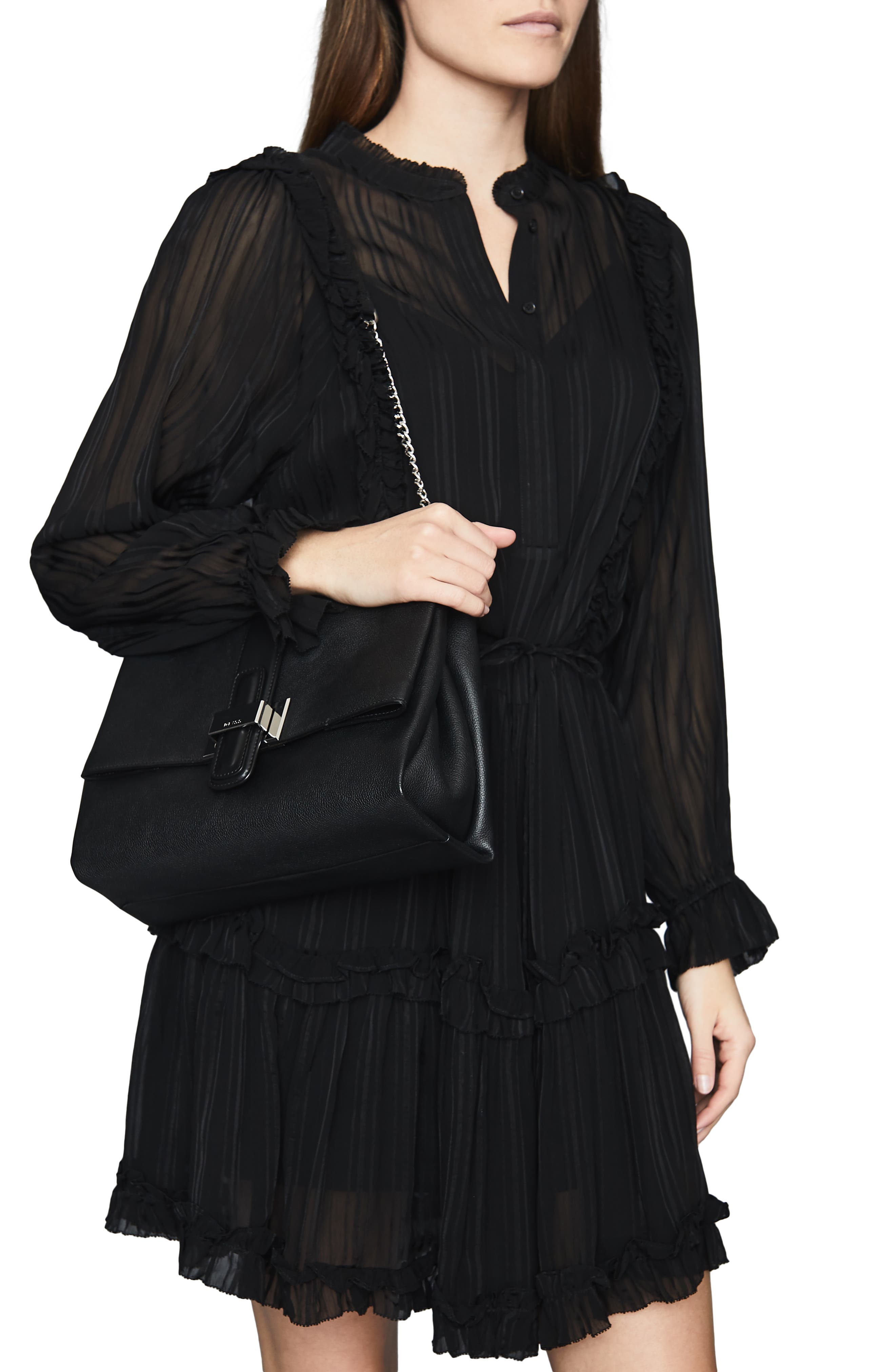 Reiss Maya Leather Shoulder Bag, Alternate, color, 