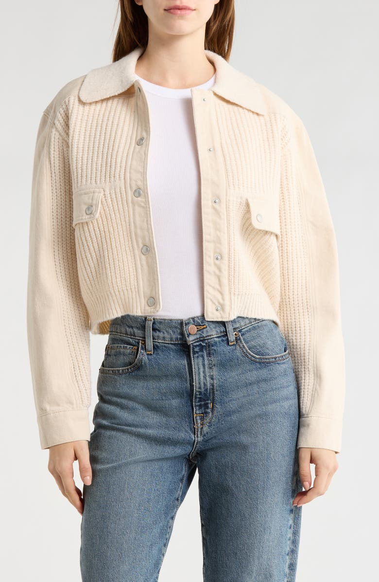 BLANKNYC Sweater Bomber Jacket, Main, color, Cream Dream