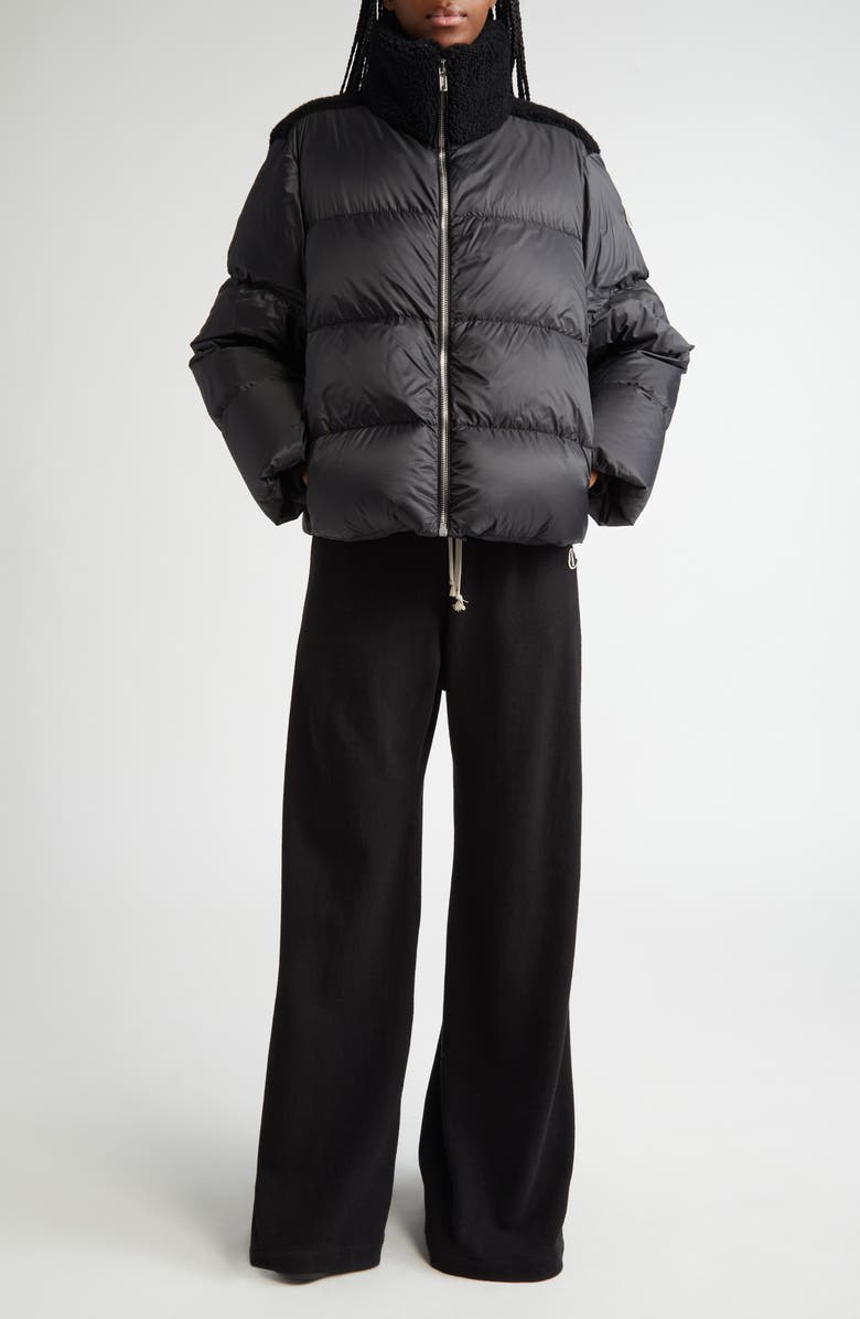 Moncler x Rick Owens Cyclopic Genuine Shearling Trim Down Puffer Jacket, Alternate, color, 