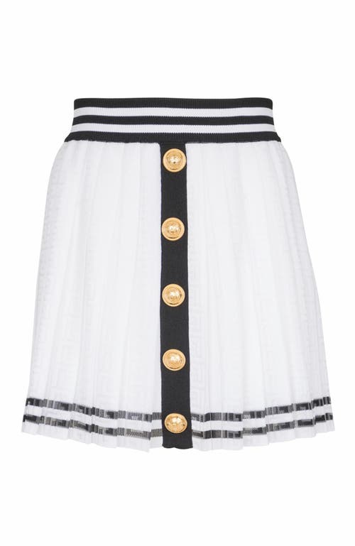 Balmain Pleated Monogrammed Knit Skirt