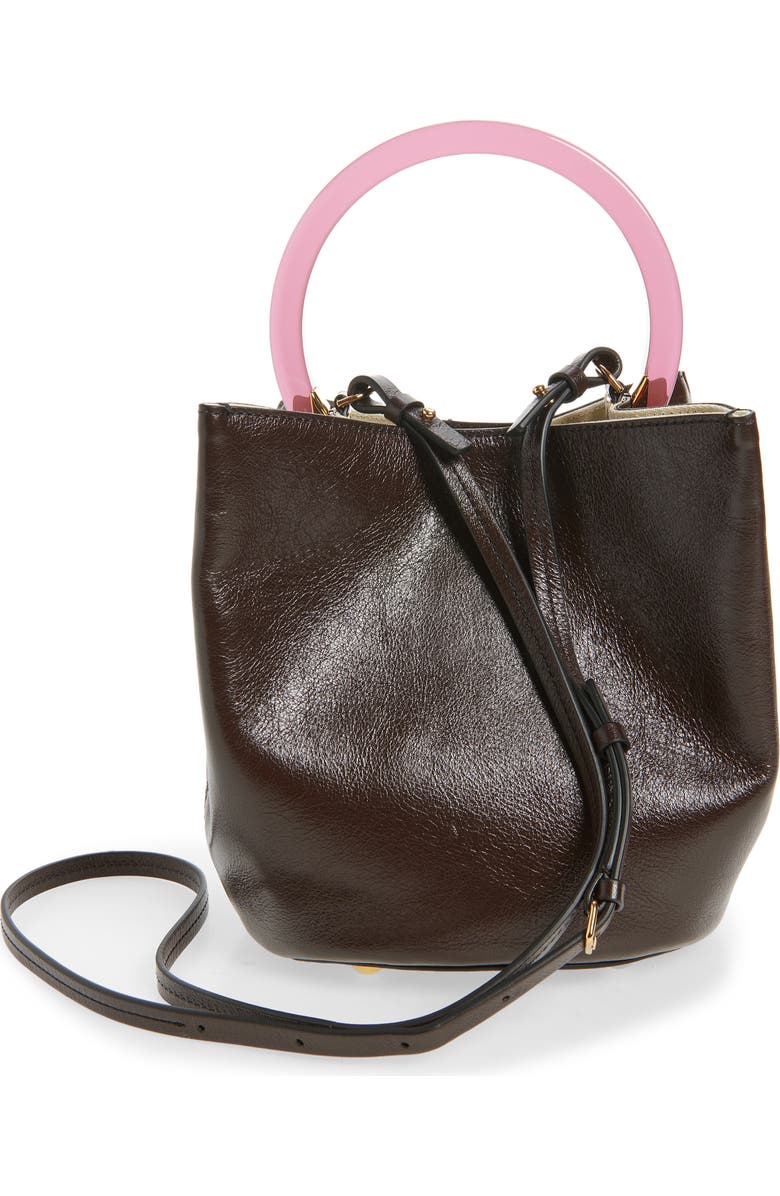 Marni Pannier Top Handle Leather Bucket Bag, Alternate, color, 00M95 Metal Brown