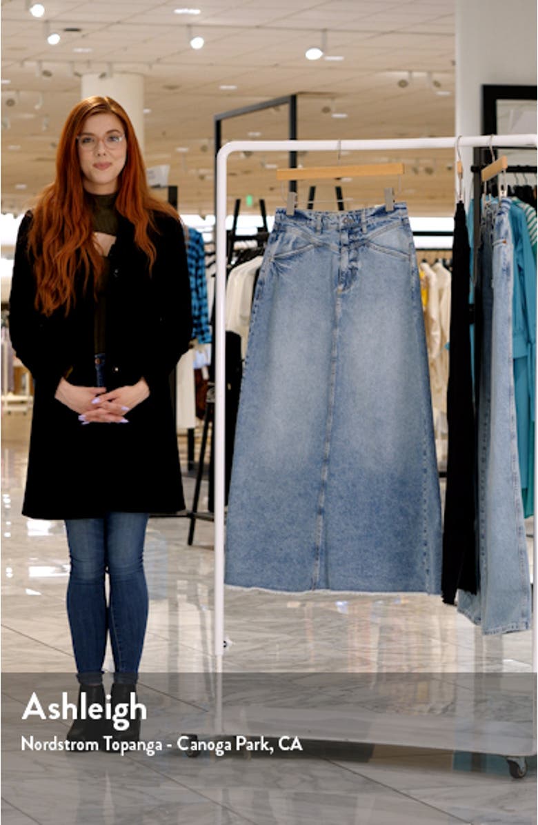Come As You Are Fray Hem Denim Maxi Skirt, sales video thumbnail