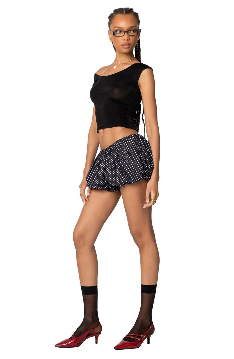 EDIKTED Liz Polka Dot Bubble Shorts, Alternate, color, Black-And-White