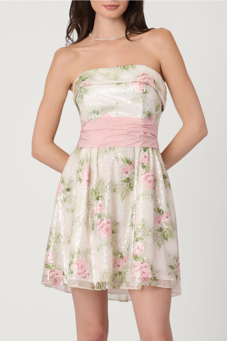 Rose Garden Sequin Midnight Sullivan Dress, Main, color, Ivory Multi