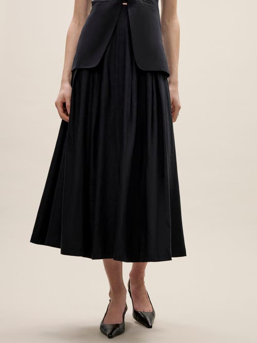 Shop Rebecca Taylor Beatrice Stretch Linen Skirt In Black