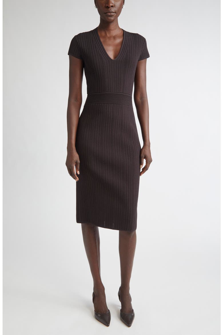 Flatback Rib Sheath Sweater Dress, Main, color, MOCHA