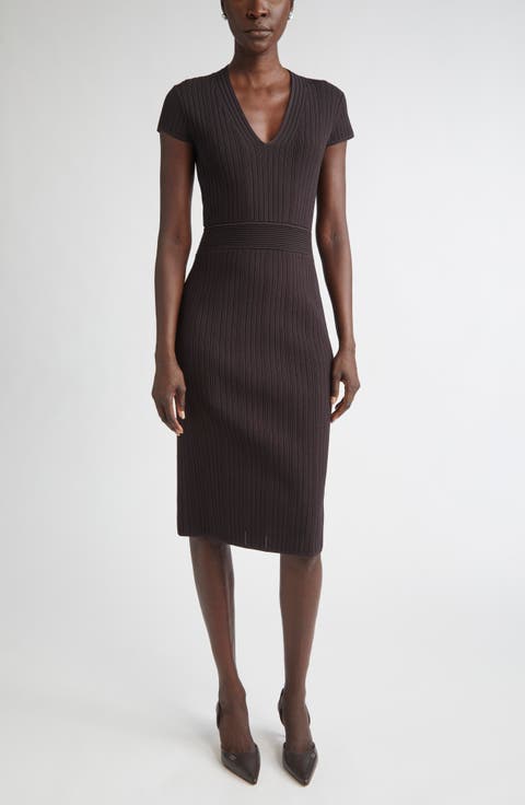 Flatback Rib Sheath Sweater Dress