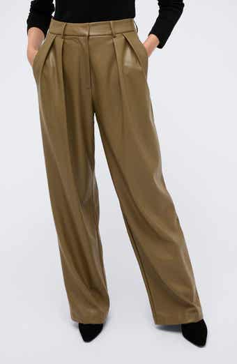 Kenneth Cole High Rise Pleated Faux Leather Pants