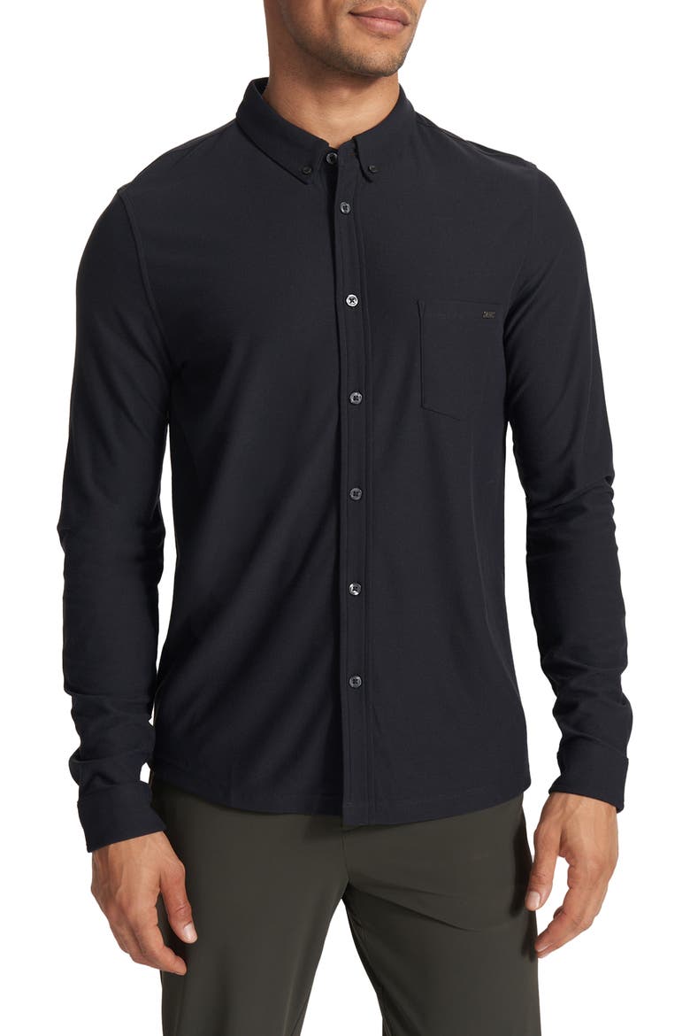 Long Sleeve Ace Button-Down Shirt, Main, color, BLACK