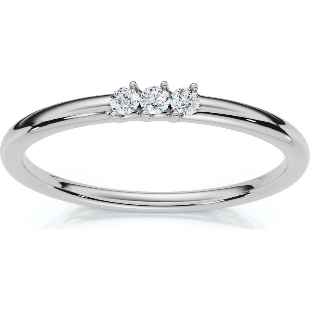 Bliss Diamond Delicate Diamond 3-stone Minimalist Anniversary Wedding Ring 14k Gold Lab Grown In Silver