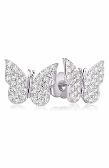 SUZY LEVIAN Sterling Silver CZ Butterfly Stud Earrings