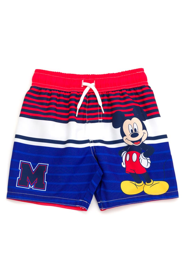 Mickey Mouse Swimwear Swim Trunks, Main, color, Mickey Navy Stripe