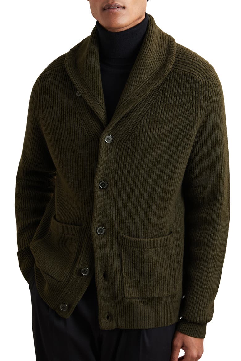 Cannon Rib Cardigan, Main, color, DARK OLIVE GREEN