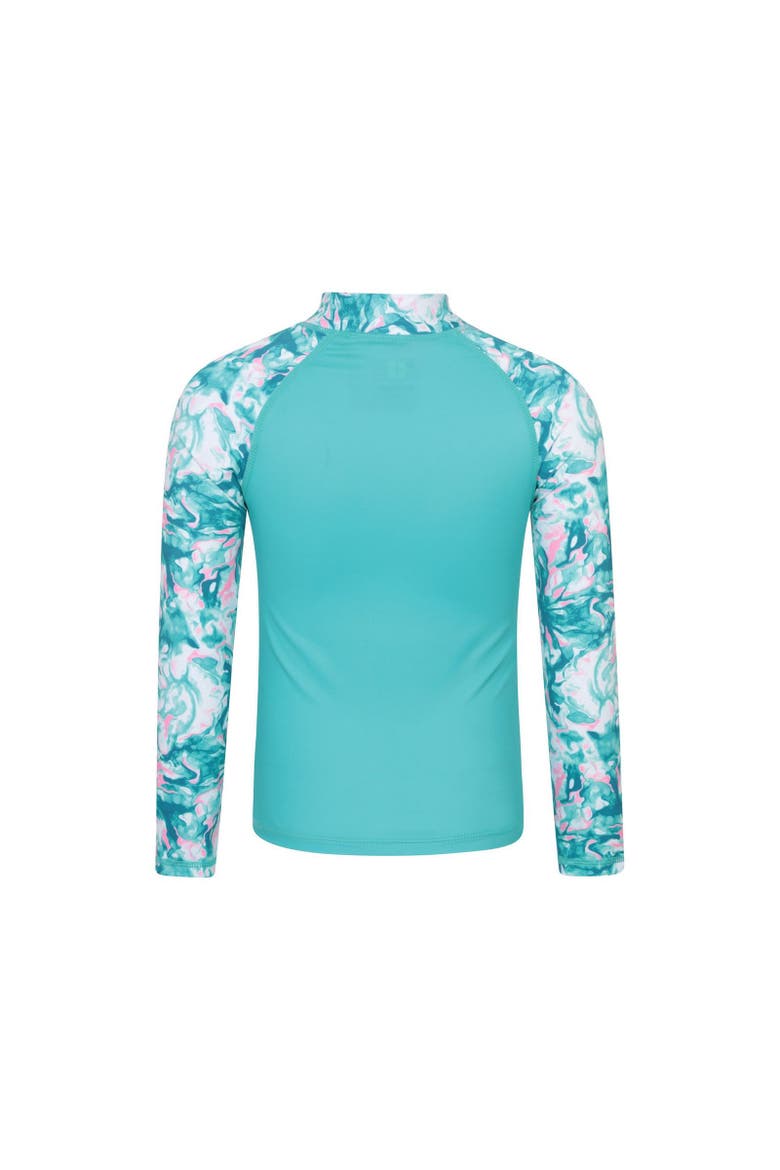 Childrens/Kids Marble Effect Long-Sleeved Rash Guard, Alternate, color, Turquoise
