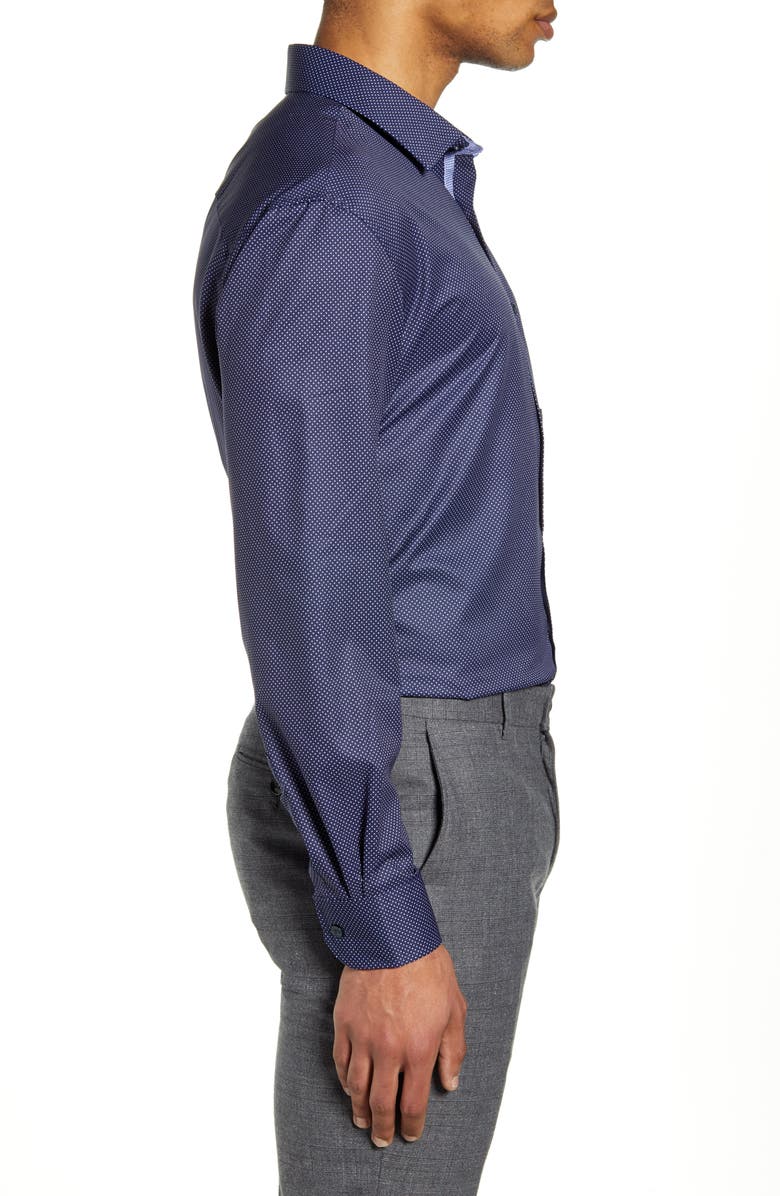 W.R.K Slim Fit Performance Stretch Dot Dress Shirt, Alternate, color, Navy