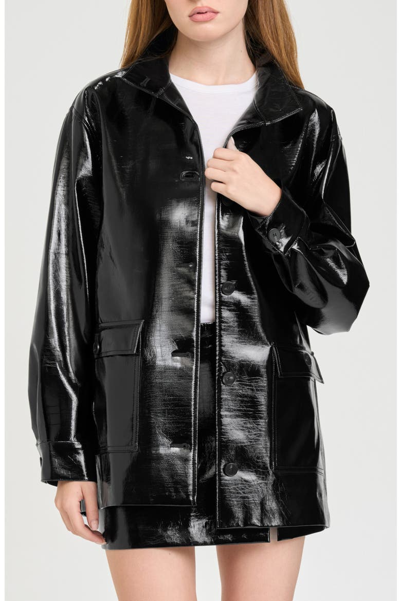Rocky Faux Leather Jacket, Main, color, BLACK