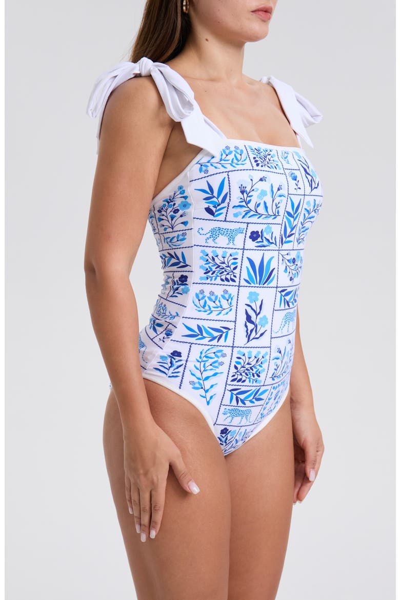 Blue Garden Reversible One-Piece Swimsuit, Alternate, color, Blue