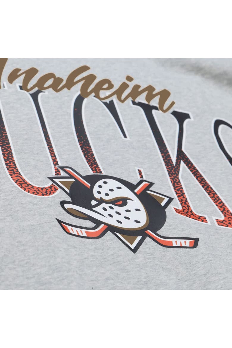 Women's Mitchell & Ness  Heather Gray Anaheim Ducks Hockey Night Sweatshirt, Alternate, color, Heather Gray
