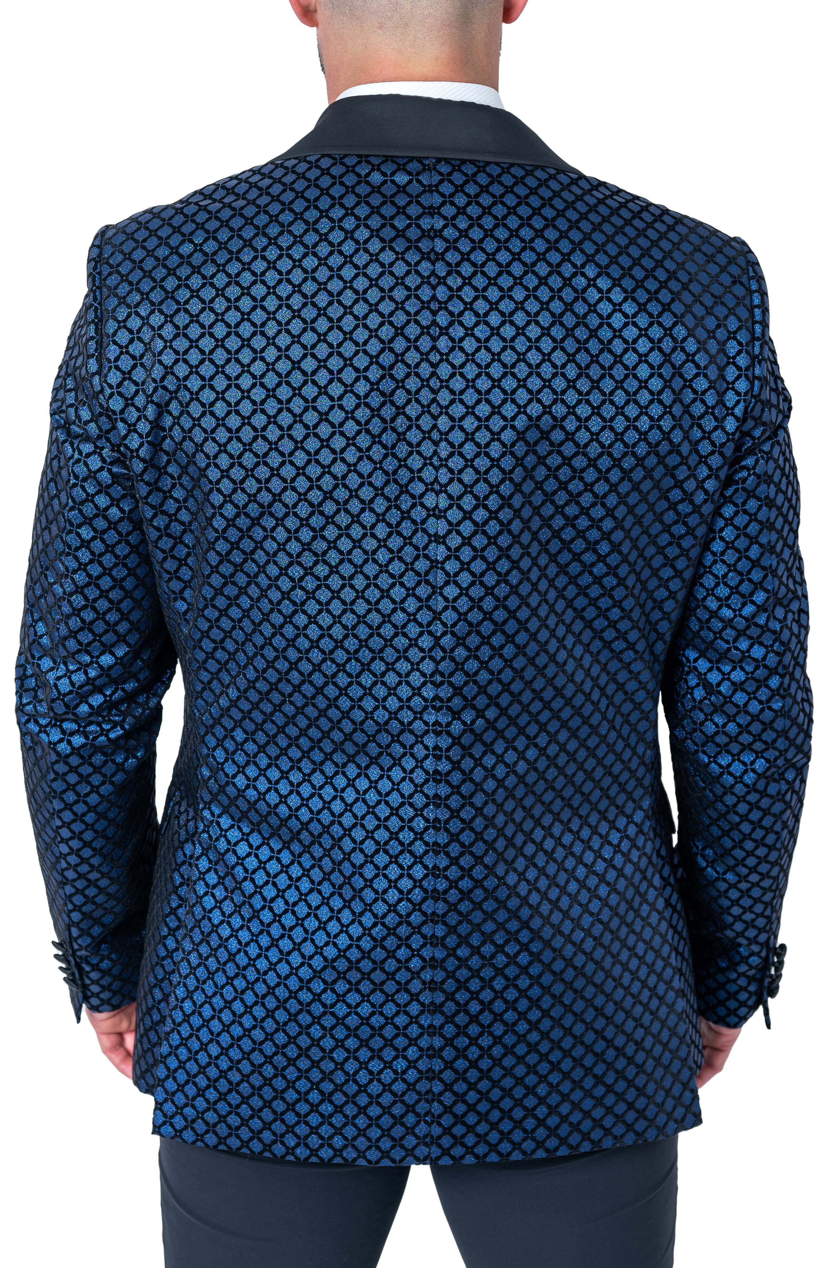 Sparkle Blue Shawl Collar Dinner Jacket - image 2
