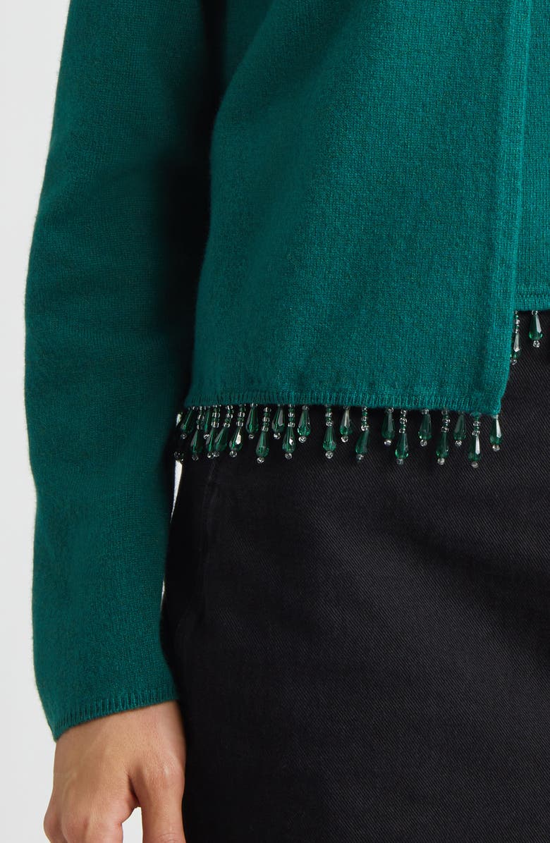 Bode Lodge Beaded Cashmere Cardigan, Alternate, color, Dark Green