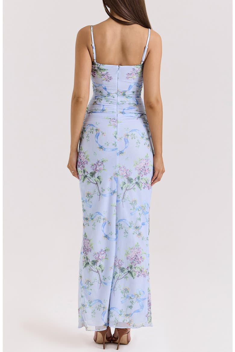 Lini Corset Chiffon Gown, Alternate, color, BLUE FLORAL PRINT