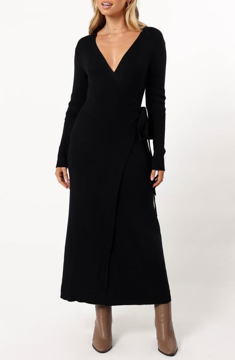 Kellan Long Sleeve Wrap Midi Dress
