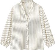MANGO Stripe Ruffle Shirt